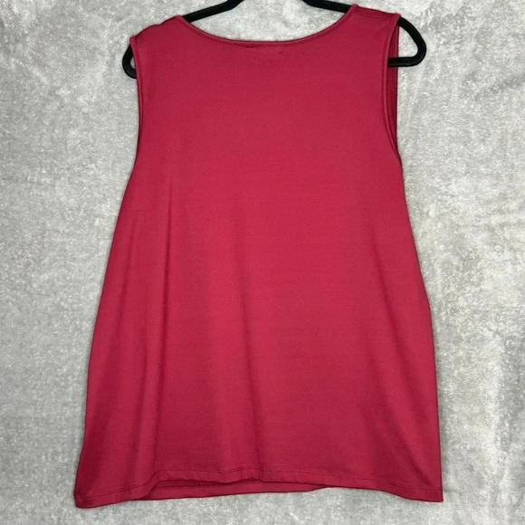 Catherines 1X Shirt‎ Top Burgundy Solid Sleeveless Scoop Neck Stretch Casual - Picture 4 of 5